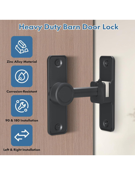 Cerradura de Puerta Sin Llave XOOL 90/180 Grados Zinc Negro Cerradura de Puerta Sin Llave XOOL 90/180 Grados Zinc Negro