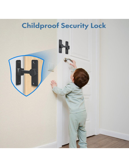 Cerradura de Puerta Sin Llave XOOL 90/180 Grados Zinc Negro Cerradura de Puerta Sin Llave XOOL 90/180 Grados Zinc Negro