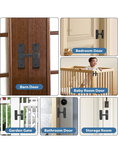 Cerradura de Puerta Sin Llave XOOL 90/180 Grados Zinc Negro Cerradura de Puerta Sin Llave XOOL 90/180 Grados Zinc Negro
