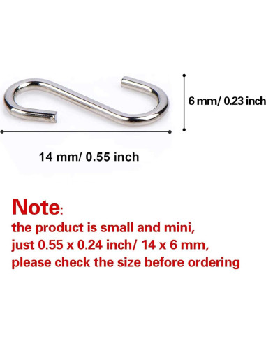 Ganchos en S Shappy 100 Pcs Metal Plata 14x6 mm