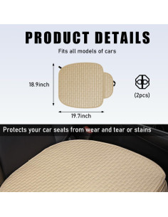 Funda de Asiento de Coche 2PCS Yourkar Beige Transpirable 2