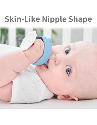 Chupete de Silicona Mombella para Bebés 3-12 Meses - Azul
