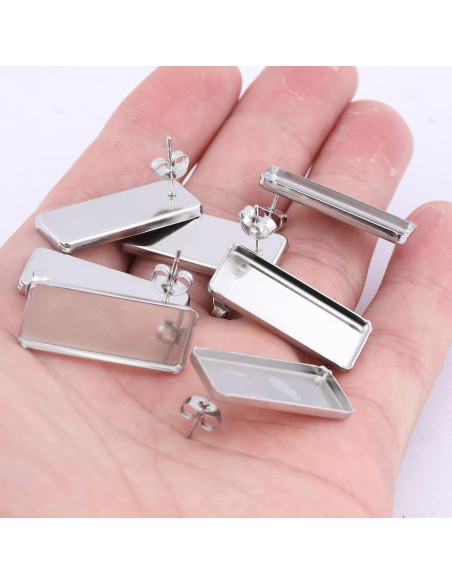 20 Bases de Pendientes Rectangulares Reidgaller 10x25mm Acero Inoxidable 20 Bases de Pendientes Rectangulares Reidgaller 10x25mm Acero Inoxidable