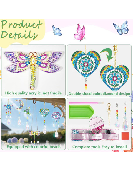 Móvil de Viento 3D DIY YUNVI 6 Pcs Pinturas de Diamantes Móvil de Viento 3D DIY YUNVI 6 Pcs Pinturas de Diamantes