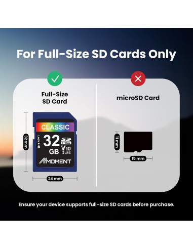 Tarjeta SD Moment 32GB UHS-I V10 Clase 10 97MB/s