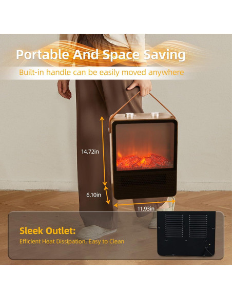 Calentador de Chimenea Eléctrico RealSmart 1908N 1500W Portátil Calentador de Chimenea Eléctrico RealSmart 1908N 1500W Portátil