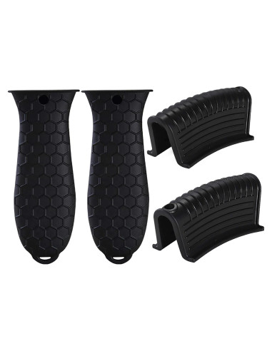 Cubierta de Mango de Silicona Trumoter 4 Pcs Negra - Resistente al Calor
