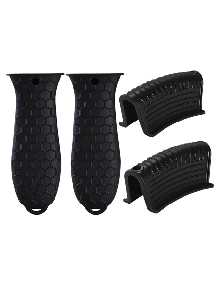 Cubierta de Mango de Silicona Trumoter 4 Pcs Negra - Resistente al Calor Cubierta de Mango de Silicona Trumoter 4 Pcs Negra - Resistente al Calor