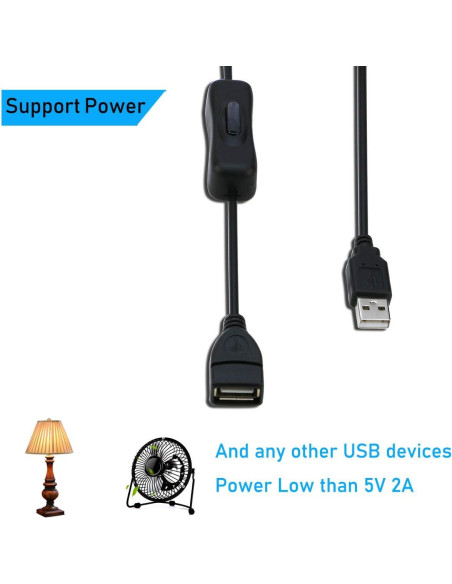 Cable de Extensión USB RIITOP 0.9m con Interruptor ON/OFF - 2 Pack Cable de Extensión USB RIITOP 0.9m con Interruptor ON/OFF - 2 Pack