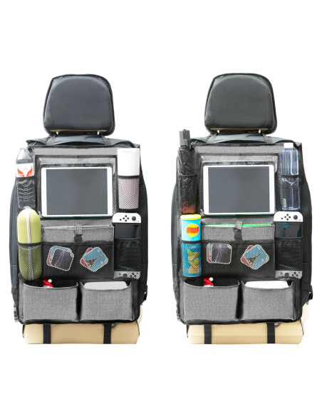 Organizador de Asiento de Coche Trahefa 2 Pack Gris 9 Bolsillos Organizador de Asiento de Coche Trahefa 2 Pack Gris 9 Bolsillos
