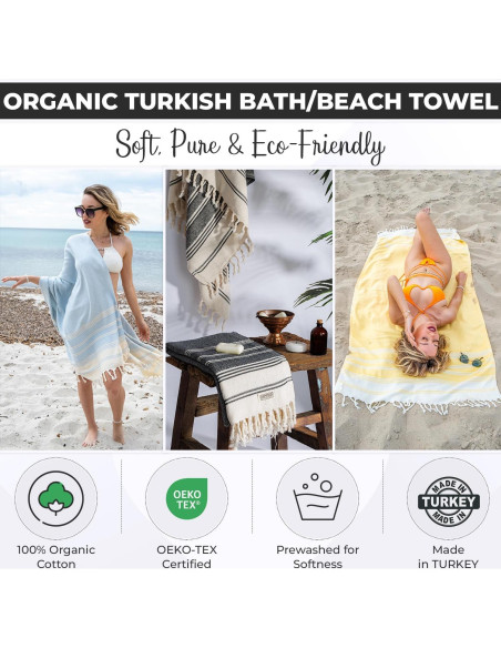 Toalla de baño y playa DEMMEX de algodón turco orgánico 180x91 cm Toalla de baño y playa DEMMEX de algodón turco orgánico 180x91 cm