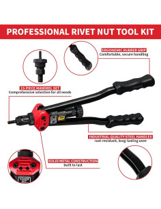 Kit de Herramientas Rivnut GARGENTOL 16" con 15 Mandriles y Estuche 2