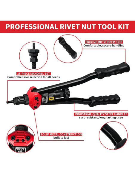 Kit de Herramientas Rivnut GARGENTOL 16" con 15 Mandriles y Estuche Kit de Herramientas Rivnut GARGENTOL 16" con 15 Mandriles y Estuche