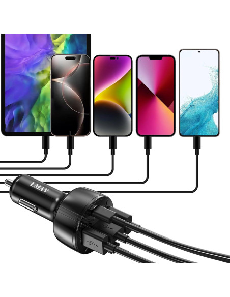Cargador de Coche USB C 5 Puertos 75W PD 3.0 Shenzhenshi Cargador de Coche USB C 5 Puertos 75W PD 3.0 Shenzhenshi