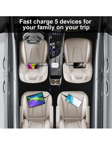 Cargador de Coche USB C 5 Puertos 75W PD 3.0 Shenzhenshi