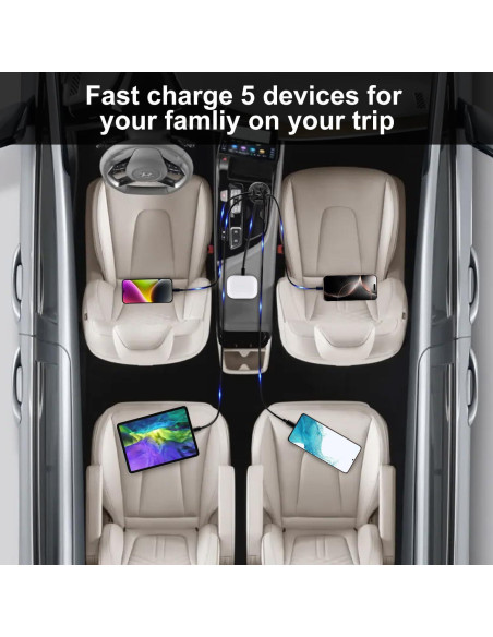 Cargador de Coche USB C 5 Puertos 75W PD 3.0 Shenzhenshi Cargador de Coche USB C 5 Puertos 75W PD 3.0 Shenzhenshi