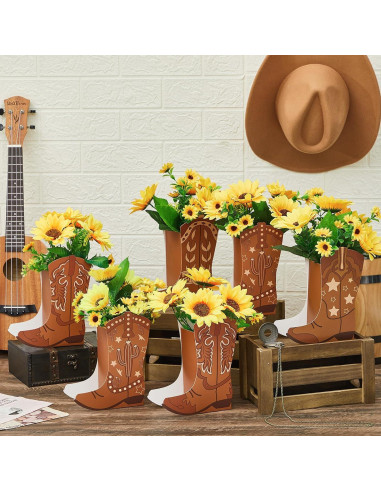 12 Cajas de Flores en Forma de Botas Memorywuu 21 cm Marrón