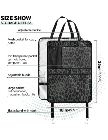 Organizador de Asiento Trasero de Coche YETTASBIN Leopardo Negro