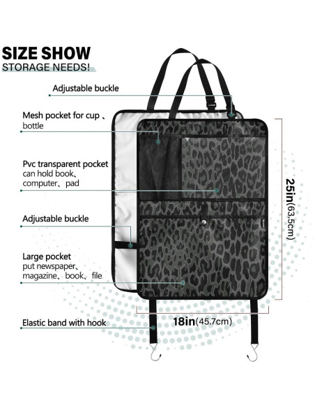 Organizador de Asiento Trasero de Coche YETTASBIN Leopardo Negro Organizador de Asiento Trasero de Coche YETTASBIN Leopardo Negro