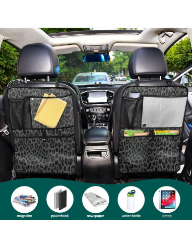 Organizador de Asiento Trasero de Coche YETTASBIN Leopardo Negro