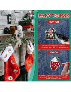 9 Parches Bordados de Navidad XMJY - Decoración Verde y Rojo 2