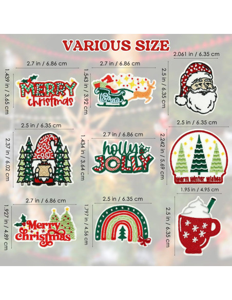 9 Parches Bordados de Navidad XMJY - Decoración Verde y Rojo 9 Parches Bordados de Navidad XMJY - Decoración Verde y Rojo
