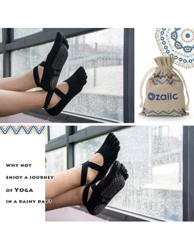 Calcetines de Yoga Ozaiic Antideslizantes para Mujeres - 2 Pares