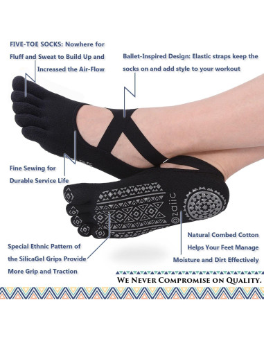 Calcetines de Yoga Ozaiic Antideslizantes para Mujeres - 2 Pares