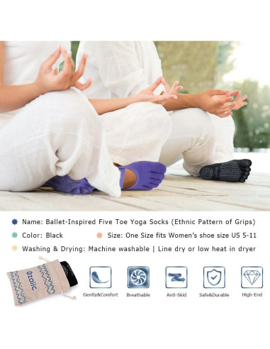 Calcetines de Yoga Ozaiic Antideslizantes para Mujeres - 2 Pares