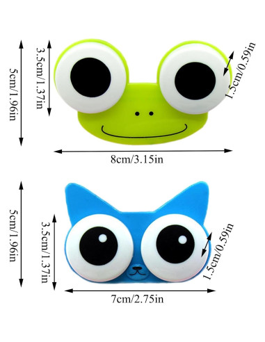 Estuche para Lentes de Contacto Rana XHLIZHU 2 Piezas Azul Verde
