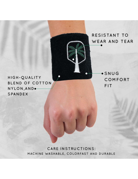 Muñequera Deportiva Pickled Palm Negra - Absorbe Humedad, Unisex Muñequera Deportiva Pickled Palm Negra - Absorbe Humedad, Unisex