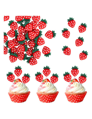 Adornos para Cupcakes de Fresa Rsstarxi - Paquete de 30