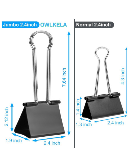 Clips de Carpeta Jumbo OWLKELA 2 Pcs 6 cm Acero Negro Clips de Carpeta Jumbo OWLKELA 2 Pcs 6 cm Acero Negro