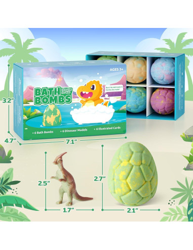 Set de 6 Bombas de Baño TranquilBliss Dinosaurio con Sorpresa