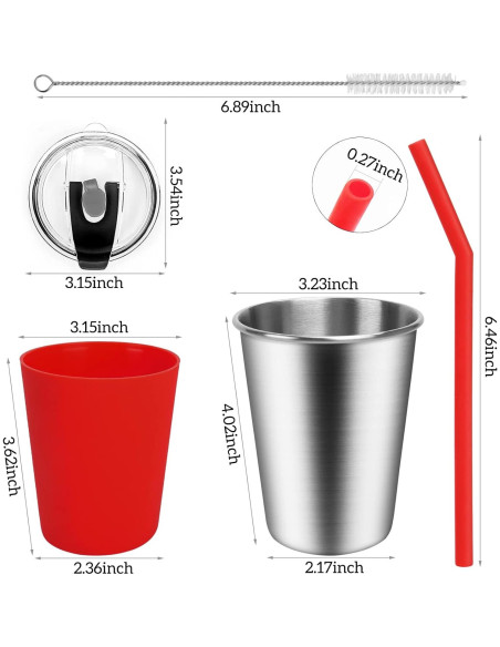 5 Vasos de Acero Inoxidable ShineMe con Pajitas y Tapas 350ml 5 Vasos de Acero Inoxidable ShineMe con Pajitas y Tapas 350ml