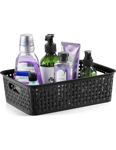 Cestas de Almacenamiento Plástico NETANY 12 Unidades Negro 26.9x18.3cm