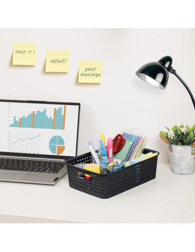 Cestas de Almacenamiento Plástico NETANY 12 Unidades Negro 26.9x18.3cm