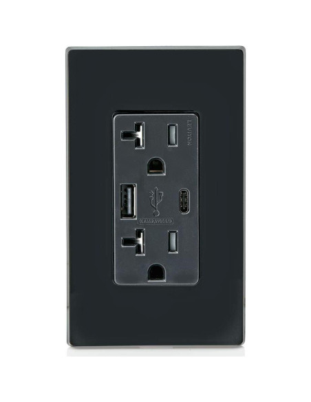 Cargador de Pared Leviton T5833-E USB Tipo A y C 20A Negro Cargador de Pared Leviton T5833-E USB Tipo A y C 20A Negro