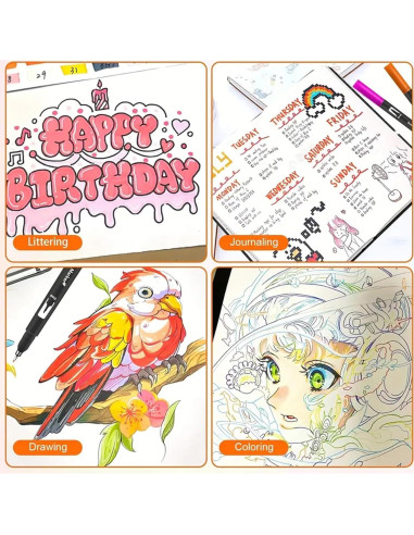 Marcadores de Doble Punta Ccfoud 120 Colores Fineliner y Pincel