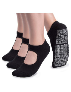 Calcetines Antideslizantes de Yoga Unenow para Mujeres - 3 Pares Negros
