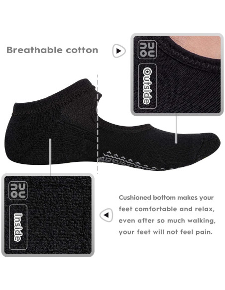 Calcetines Antideslizantes de Yoga Unenow para Mujeres - 3 Pares Negros Calcetines Antideslizantes de Yoga Unenow para Mujeres - 3 Pares Negros