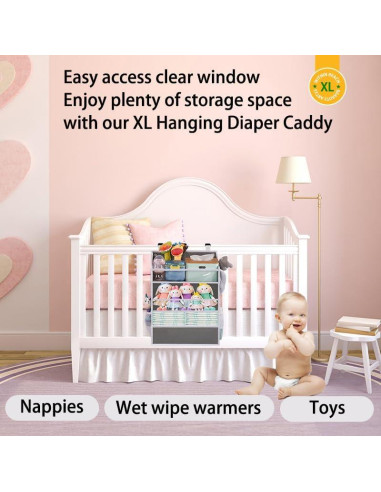 Organizador de Pañales Colgante WishJazz XL - Capacidad 90+ Pañales