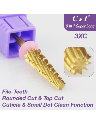 Broca Profesional para Uñas C&I 5 en 1 Slim Triple Grueso