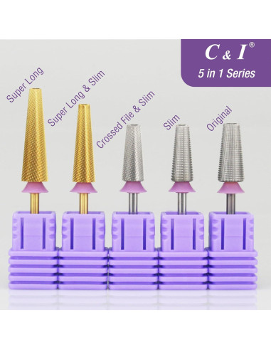 Broca Profesional para Uñas C&I 5 en 1 Slim Triple Grueso