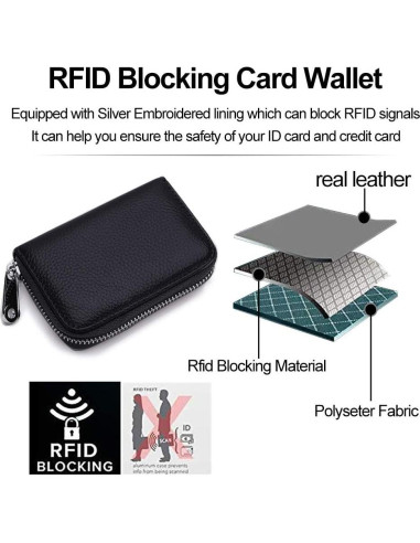 Portatarjetas RFID de Cuero Genuino EASTNIGHTS - 14 Compartimentos