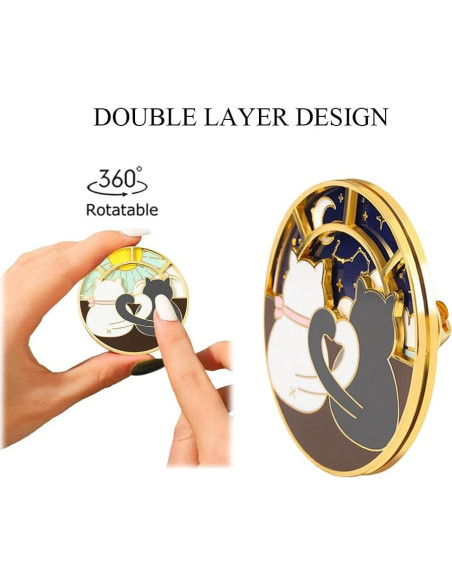 Pin de Esmalte Giratorio Gato Anime YURAOER - 4.7 cm Pin de Esmalte Giratorio Gato Anime YURAOER - 4.7 cm