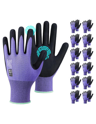 Guantes de Trabajo JDL Safety Nitrilo Táctiles 12 Pares Morado