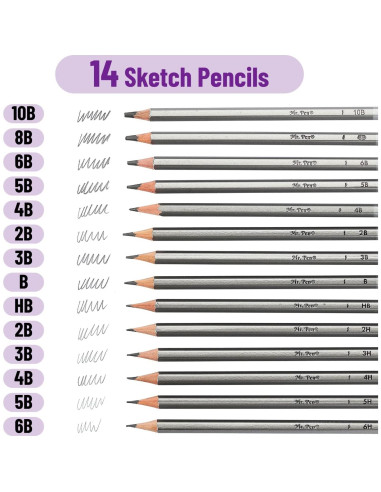 Lápices de Dibujo Mr. Pen, Paquete de 14 Grafito, 0.5mm