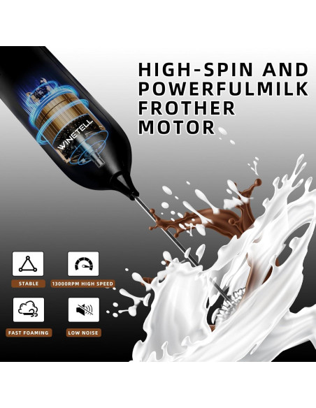 Espumador de Leche Eléctrico WINETELL-003 Recargable USB-C 300ml Espumador de Leche Eléctrico WINETELL-003 Recargable USB-C 300ml