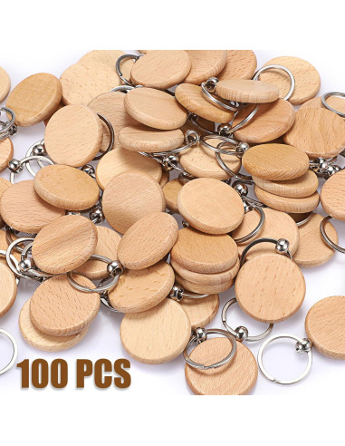 Etiquetas de Llave de Madera JUXYES 100 PCS 40mm para Grabado